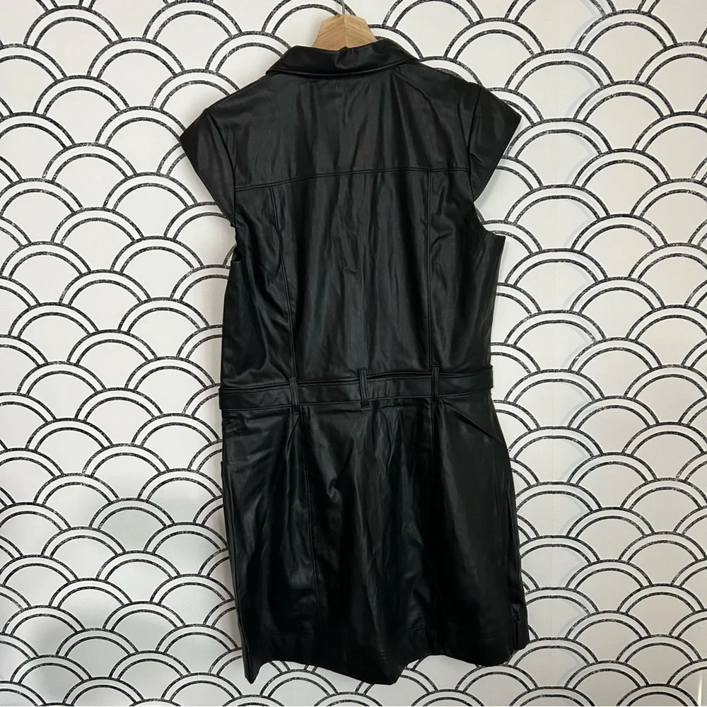 PAIGE Jaxsyn Belted Faux Leather Shirtdress - Picture 6 of 6